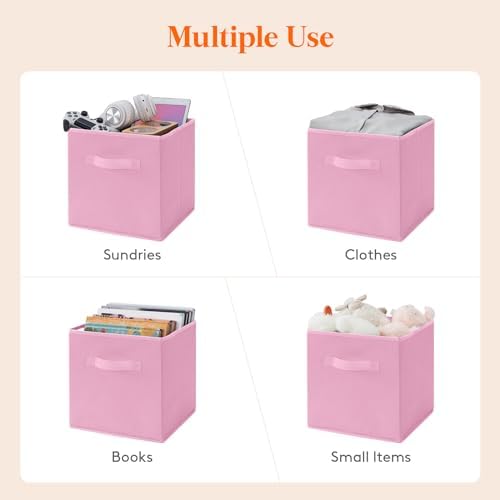 Lifewit Storage Cubes, 11 Inch Organizer Bins, 18L Pink, 6 Packs - Image 5