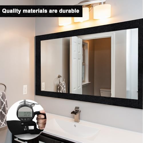 Alened 10M Black Mirror Border Peel and Stick, Wood Grain Wallpaper Border - Image 3