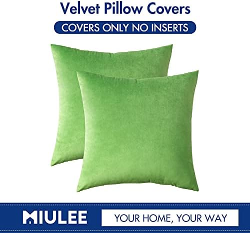 MIULEE Velvet Throw Pillow Covers 18x18 Inch Pack of 2 Lime Green - Image 6