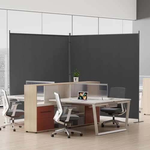 Helios&Hestia 2-Panel 6 ft Tall Indoor Folding Room Divider, Portable Privacy Screen, Freestanding Partition Separator, Temporary Wall Separation for Bedroom, Office, 142" W X 71" H, Dark Grey - Image 3