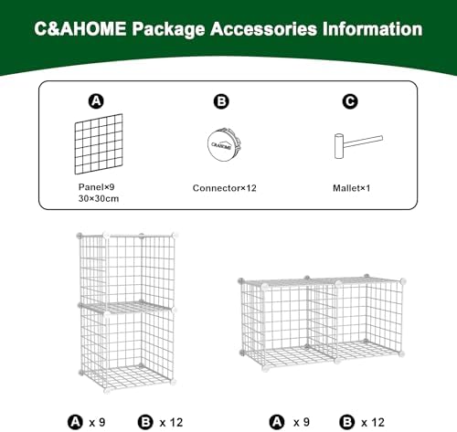 C&AHOME Wire Cube Storage, 2-Cube Storage Organizer Metal, C Grids, White - Image 7