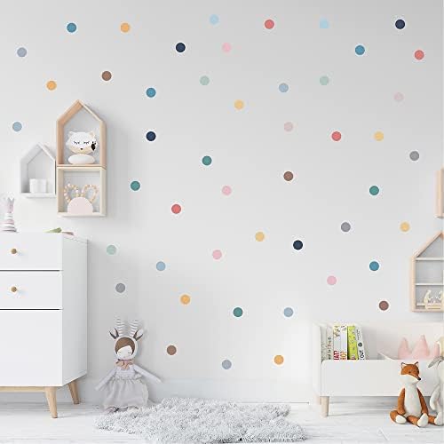 300 PCS Removable Boho Polka Dot in Earthy Morandi Tones Vinyl Wall Decals | 10 sheets matte vinyl peel & stick circle wall stickers for girls bedroom, nursery, classroom & apartment decor(1.6 in) by Qaxrocyn
