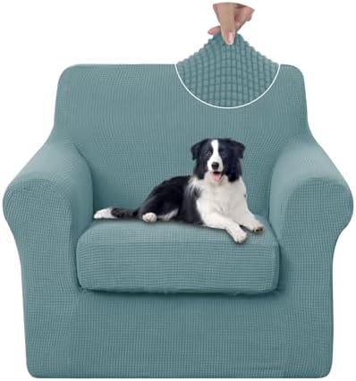 U-NICE HOME 2 Pieces Chair Covers Stretch Chair Slipcover, Light Blue by U-NICEHOME
