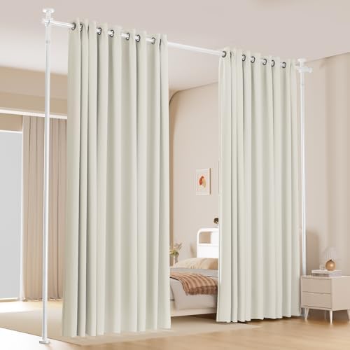 Room Divider No Driling Curtain Rods,Wide Wall Divider for Room Separation by HOMSCREENER