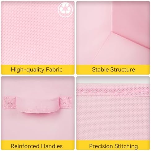 Cupic Cupid 10-Pack 11x11 Collapsible Storage Cubes, Fabric Bins, Pink - Image 3
