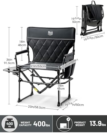 TIMBER RIDGE 400lbs Heavy Duty Camping Chair Portable Directors Chair - Image 3