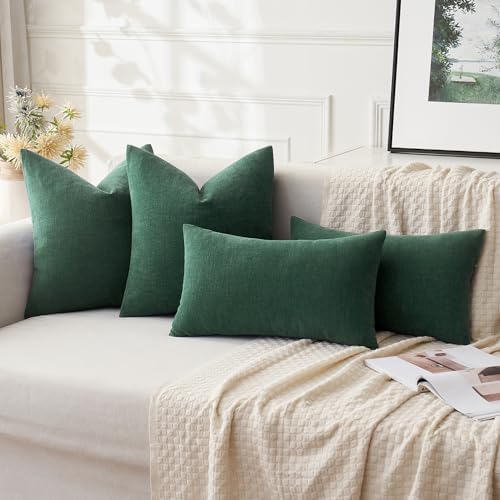 MIULEE Dark Green Chenille Couch Throw Pillow Covers, 20x20 - Image 5