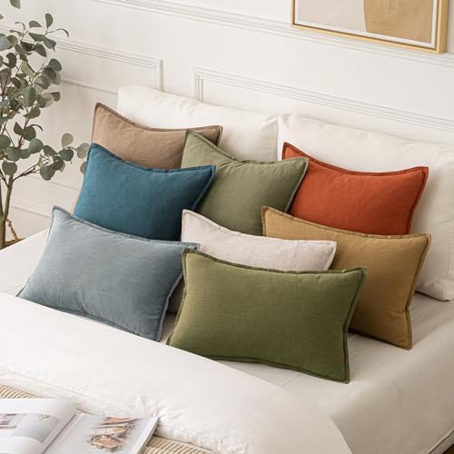 MIULEE Decorative Linen Euro Sham Pillow Covers 24x24 Inch Green - Image 5