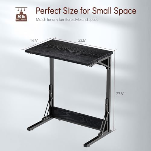 Tatub 24" TV Tray Table Set of 4, Folding C Shaped End Table, Small Sofa Side Laptop Desk for Living Room, Bedroom, Black - Image 2