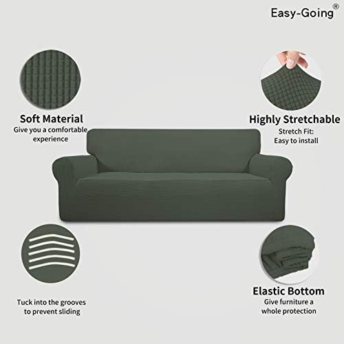 Easy-Going Stretch Couch Covers for Sofa Washable Large Olive Green - Image 3