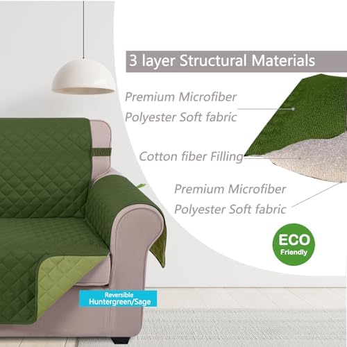 U-NICE HOME Reversible 23''Recliner Small Chair Cover, Huntergreen/Sage - Image 5