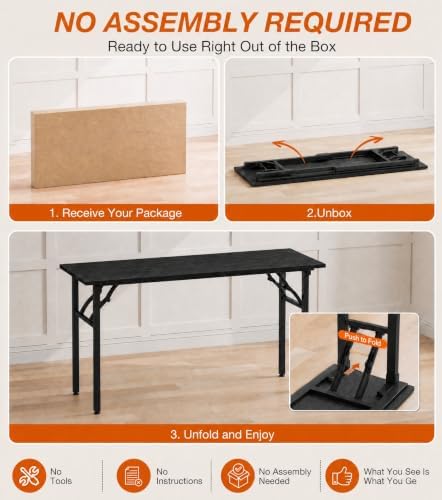 XBurmo Folding Desk Foldable Table, No Assembly 55.1" Foldable Desk Space-Saving Workstation for Small Space, Computer Table, Flat Storage for Home Office, Bedroom, Dorm, Study Room, Dark Oak - Image 3