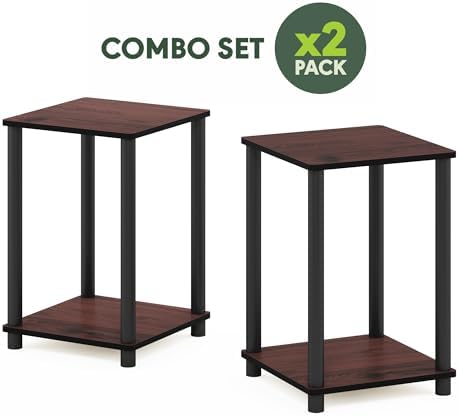 Furinno Turn-N-Tube Night Stand Set of 2, 2-Tier Nightstand, Dark Cherry - Image 4
