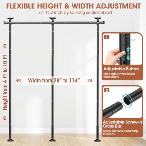 SUNALLY Room Divider for Separation 28-114in(W) Privacy Wall Divider, Black - Image 2