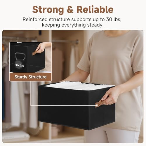 StorageWorks Closet Storage Bins, Black, Large, 3-Pack - Image 5