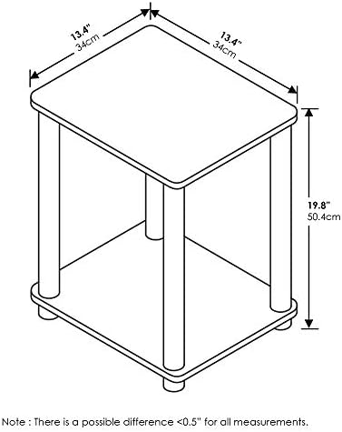 Furinno Modern Toolless 2-Tier Square Side Table, Open Shelf, Grey Oak - Image 2