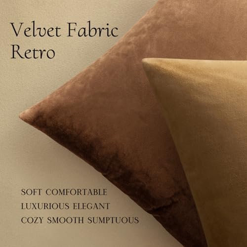 MIULEE Velvet Throw Pillow Covers 18x18 Inch Pack of 2 Chocolate - Image 5