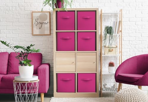 Sorbus Fabric Storage Cubes, 6-Pack Foldable Bins (11 Inch, Pink) - Image 4