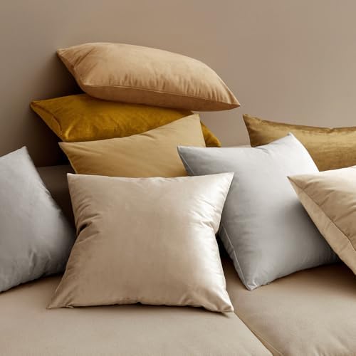 MIULEE Velvet Throw Pillow Covers 18x18 Inch Pack of 2 Champagne - Image 3