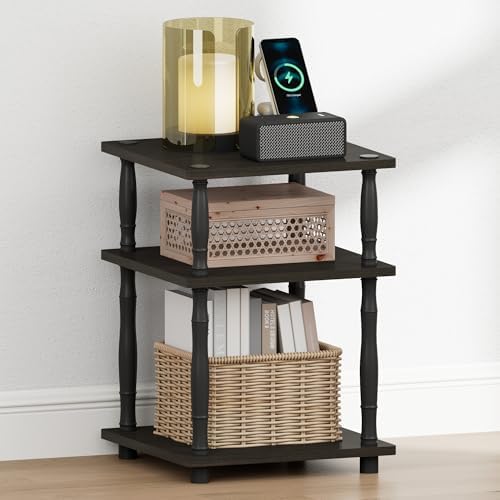 Furinno Turn-N-Tube Toolless 3-Tier Night Stand, Open Shelf, Espresso - Image 3