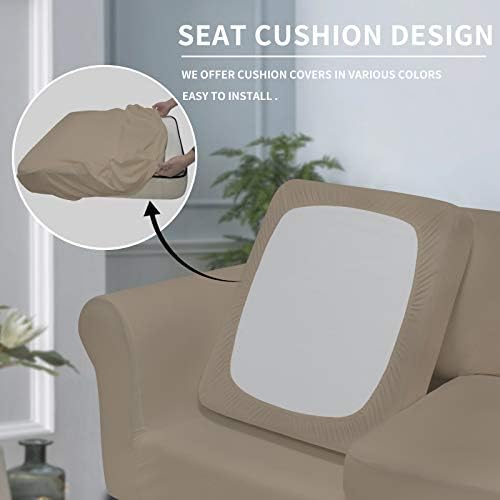 Easy-Going 4 Pieces Stretch Soft Couch Cover for Dogs - Washable Sofa Slipcover for 3 Separate Cushion Couch - Elastic Furniture Protector for Pets, Kids(Sofa, Natural, Large) - Image 4