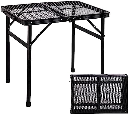 Portable Small Folding Table, Metal Camping Grill Table for BBQ, Picnic & Patio, Lightweight Foldable Outdoor Side Table, 23” x 15” by ALZEROOE