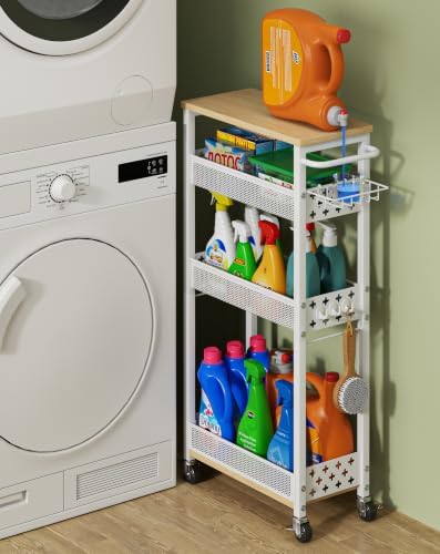 OKZEST Slim Laundry Room Organization Cart with Detergent Dispenser Holder by OKZEST