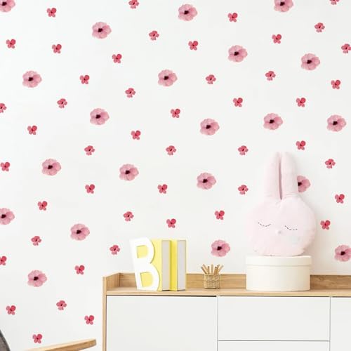 208Pcs Boho Flower Wall Stickers, Peel and Stick Pink Floral Wall Decals, Removable Neutral Watercolor Wildflower Blossom Window Clings for Girls Bedroom Living Room Offices Home Decoration - Image 5