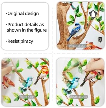 Tree Bird Wall Stickers - Green Flying Leaf Butterfly Vinyl Peel & Stick Removable Wall Art Decals Decorative for Living Room Kid Bedroom,83.54 cm x 78.79 cm - Image 7