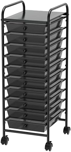 Simple Houseware 10 Drawers Rolling Utility Cart Organizer, Black by SimpleHouseware