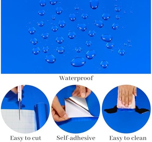VaryPaper 15.7''x78.7'' Royal Blue Mirror Contact Paper Peel and Stick Flexible Mirror Sheets Self Adhesive Vinyl Blue Mirrored Stickers Reflective Mirrored Wallpaper for Crafts Home Decor Cabinets - Image 6