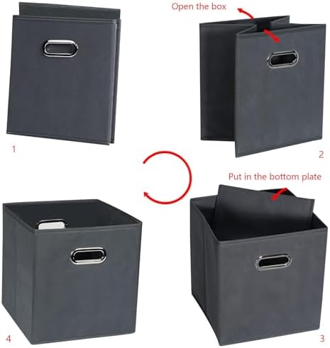 Fabric storage bins Cubes, Fabric Cube Organizer with Handle, Foldable Cube Bins for Cloth or Accessary Storage, 11x11x11, Set of 8, (Gray) - Image 6