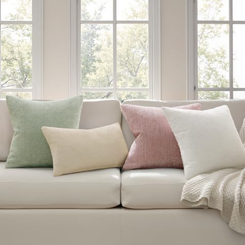 MIULEE Decorative Couch Throw Pillow Covers 20x20 Inch Neutral Cream 2 Pack - Image 3