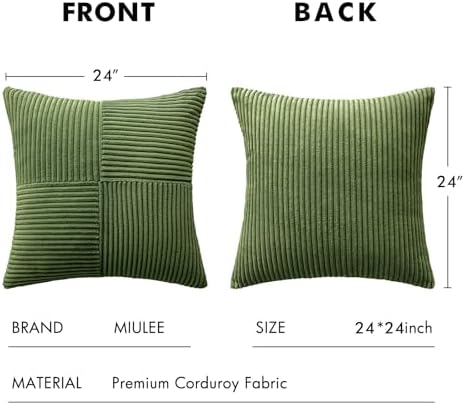 MIULEE Moss Green Decorative Euro Sham Pillow Covers 24x24 Inch 2 Pack - Image 6