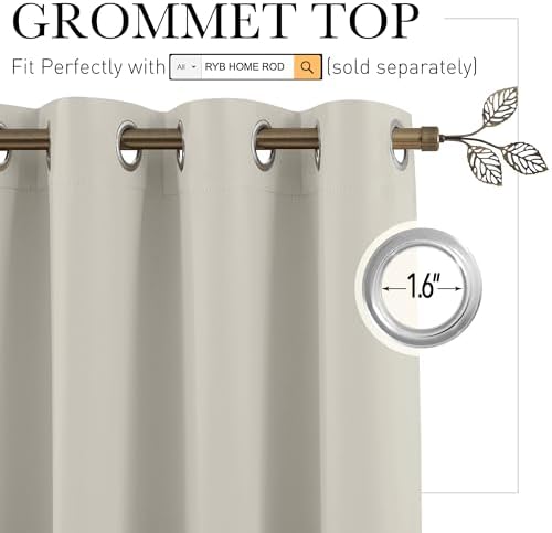 RYB HOME Blackout Curtains Room Divider for Living Room Bedroom Patio Door - Image 2