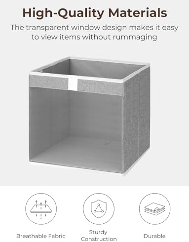 StorageWorks 13x13 Cube Organizer Bins with Clear Window, Gray, 3-Pack - Image 3