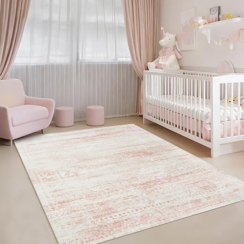 Pink Washable Rugs 4x6 Area Rugs for Living Room,Bedroom,Kids Room,Nursery - Image 7