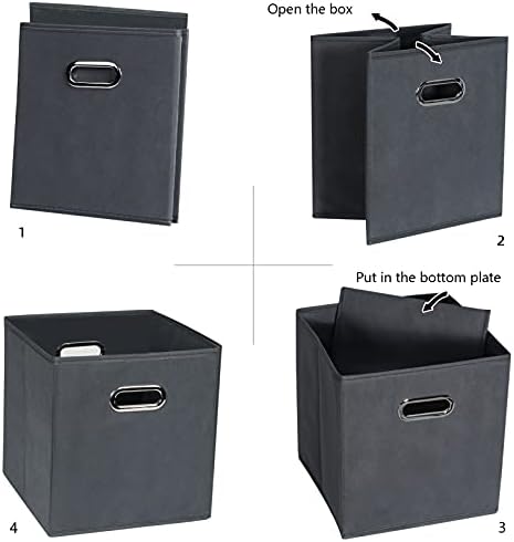Fabric Cloth Storage Bins,Fabric Cube Organizer with Dual Handles Foldable Cube Storage Baskets for Home Bedroom Storage,Set of 6, Gray - Image 5