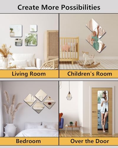 Shatterproof Peel and Stick on Mirror Tiles for Wall Decorative,1 Pcs 8x8 in Unbreakable Small Mirrors for Wall Classroom Decor, Toddlers Mirror for Kids Bedroom, Plastic Door Adhesive Mirrors - Image 4