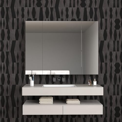 Timeet Peel and Stick Wallpaper Black Wallpaper Modern Black Contact Paper Self-Adhesive Geometric Removable Wall Paper for Living Room Bedroom Wall Decor Vinyl 17.7 "x 80" - Image 7