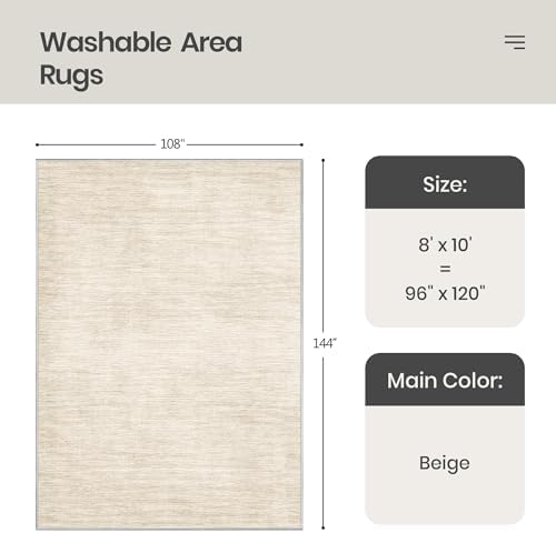 Valenrug 8x10 Area Rugs for Living Room, Large Washable Rug Non Slip, Beige - Image 2