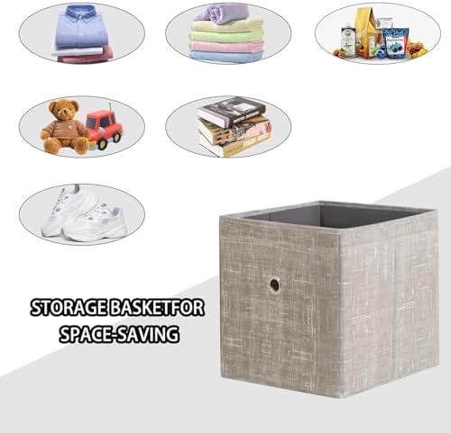 Foldable Storage Cubes Bins ,11 Inch Cloth Storage Cube Fabric Storage Box Cubes Organizer Baskets with Handles for Home Organizer Set of 3 (Cowboy Grey) - Image 3