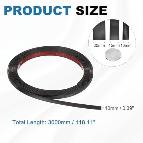 uxcell Black Peel and Stick Molding Trim, 0.4 Inch x 9.8 ft Self-Adhesive Mirror Tape, Flexible PVC Border Strip for Wall Decoration Tile Edge Ceiling Floor Frame Furniture Decoration - Image 2