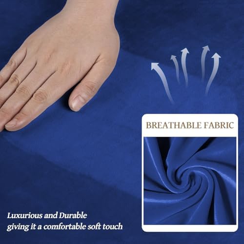 WEERRW 4 Pieces Couch Cover for Sofa Velvet Sofa Cover Washable, Royal Blue - Image 4