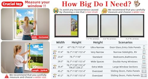 DUOFIRE Window Privacy Film, Frosted Glass Window Film, White, 35.4"x118" - Image 5