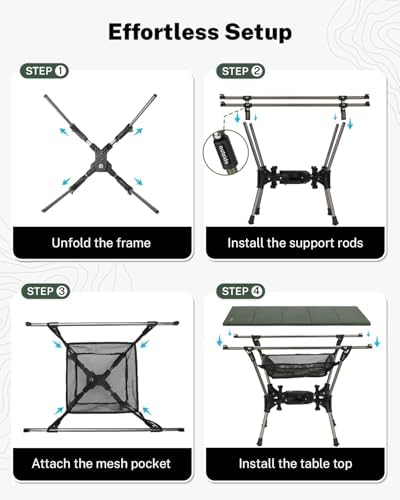 Gonex Foldable Camping Table, Portable Aluminum Roll Up Top Camp Side Table - Image 5