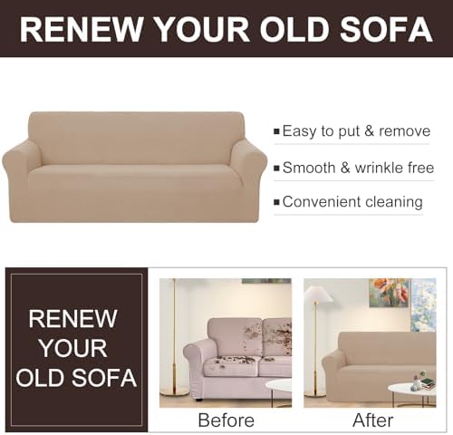 U-NICE HOME Loveseat Cover Stretch Couch Cover Sofa Slipcover, Camel - Image 5
