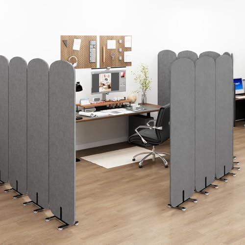 5-Panel Portable Room Divider, 123'' x 71'' Office Partition,Dark Grey - Image 2