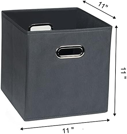 Fabric Cloth Storage Bins,Fabric Cube Organizer with Dual Handles Foldable Cube Storage Baskets for Home Bedroom Storage,Set of 6, Gray - Image 2