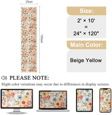 DUKINO 2x10 Runner Rug for Hallway, Washable Kitchen Rugs, Beige Yellow - Image 2